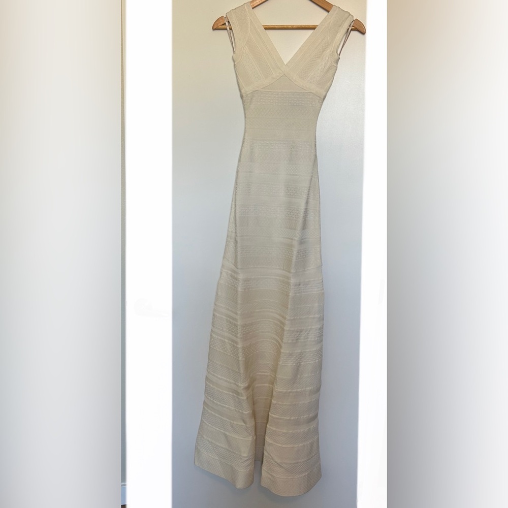 Hervé Léger Esti jacquard-effect bandage white gown - Picture 3 of 13
